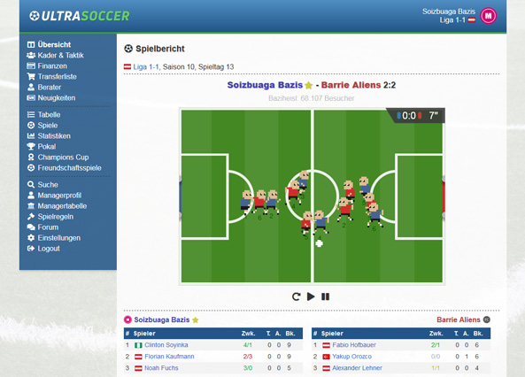 Ultrasoccer football manager browser game